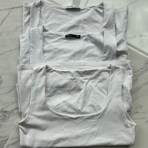 Bundle of 3 ZARA White Tank Tops sz M
